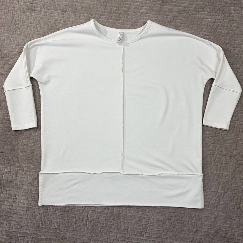 Spanx AirEssentials Crew Neck Long Sleeve Tunic Top White XS 50171R Seam Detail